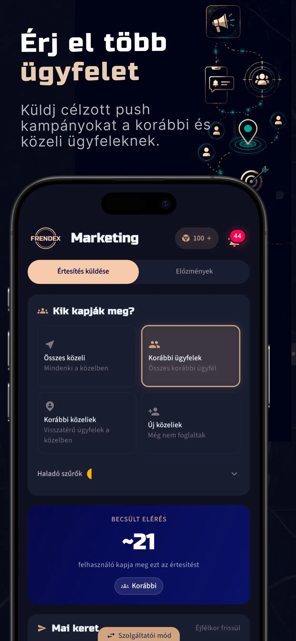 Push marketing kampányok célzott közönségnek