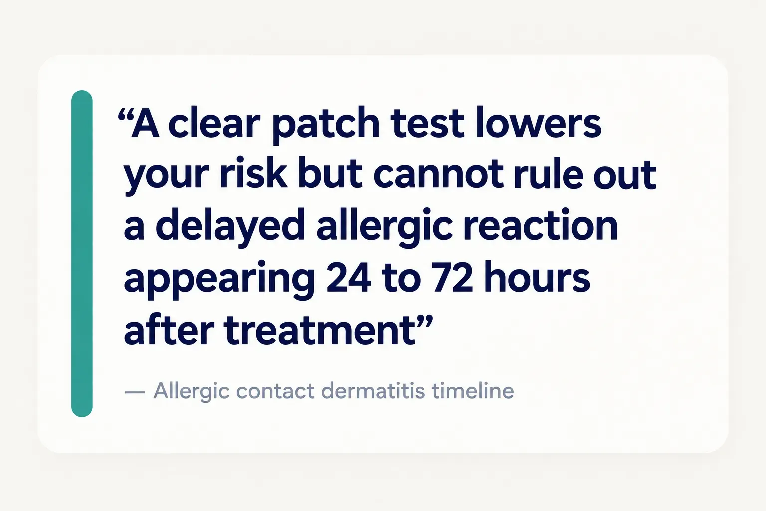 Key insight: A clear patch test lowers your risk but cannot rule out a delayed allergic reaction appearing 24 to 72 hours…