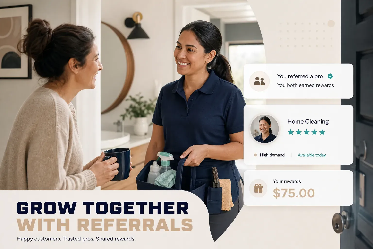 Small business owner reviewing referral program dashboard showing customer referrals and reward tracking on laptop